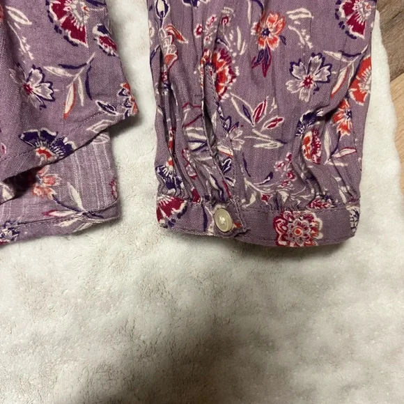 GAP Purple Floral Button Down Blouse Size L - Picture 7 of 10